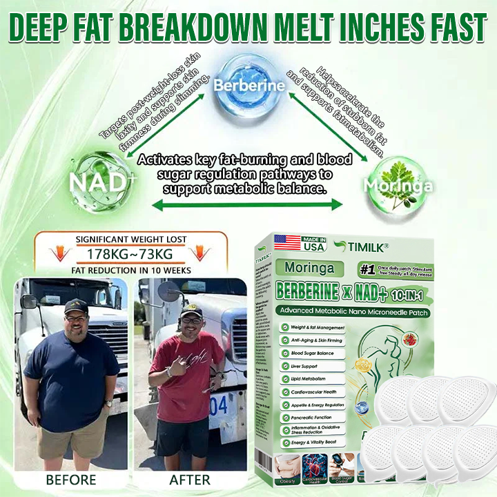 Timilk® Moringa · Berberine × NAD+ 10-in-1 Advanced Metabolic Nano Microneedle Patch